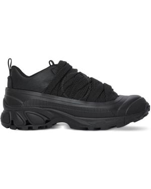 Burberry Arthur Leather Lace-Detail Sneakers, Brand Size 43 (Us - Black