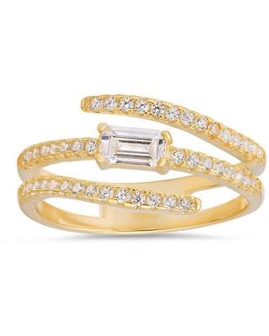 Kylie Harper 14K Over Baguette-Cut Cz Crossover Ring - Metallic