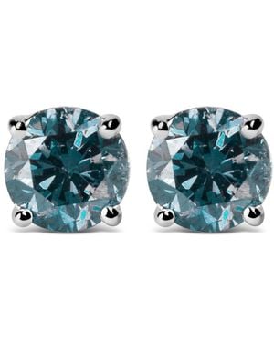 Haus of Brilliance 14K 2.00 Cttw Round Brilliant-Cut Lab Grown Diamond Classic 4-Prong Stud Earrings With Screw Backs (Vs1-Vs2 Clarity) - Blue