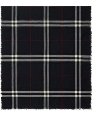 Burberry Wide Check Wool Scarf - Black