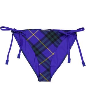 Burberry Check Print Bikini Briefs - Blue