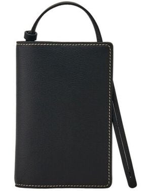 Ferragamo Logo Stamp Leather Passport Holder - Black