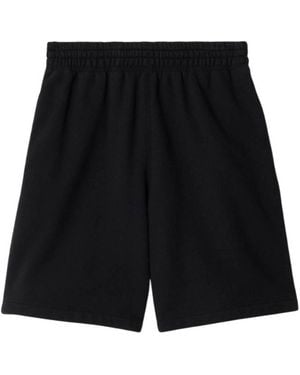 Burberry Equestrian Knight Design Cotton Shorts - Black