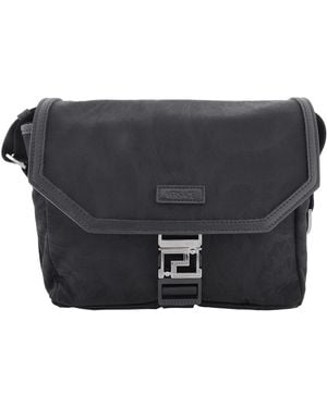 Versace Neo Nylon Jacquard Messenger Bag - Black