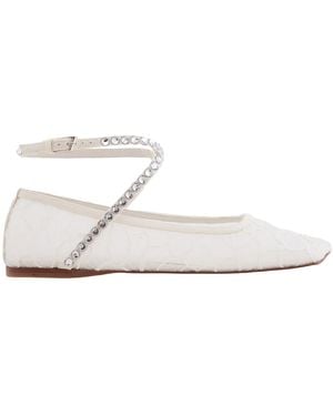 AMINA MUADDI Ane Crystal Lace Flats - White