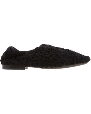 Ferragamo Ferragamo Albali Shearling Point-Toe Flats, Size 7 C - Black