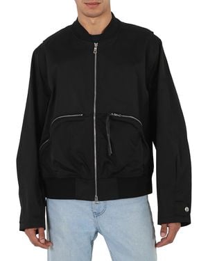 Roberto Cavalli Brick Shell Cotton Blend Bomber Jacket, Brand Size 48 (Us - Black
