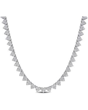 Created Forever 6 1/4T Tw Lab-Grown Diamond Heart Shape Cluster Tennis Necklace - Metallic
