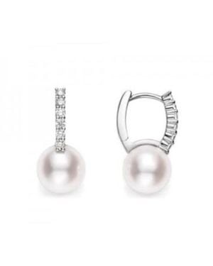 Mikimoto Classic Elegance Akoya Pearl & Diamond Drop Earrings With 18K 8Mm - Metallic