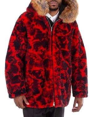 Burberry Shearling Jacket With Floral Print - Red