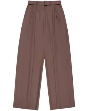 Bally Wool-Silk Wide-Leg Belted Pants, Brand Size 40 Us - Brown