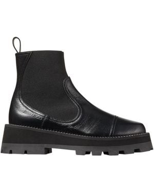 Jimmy Choo Clayton Leather Flat Ankle Boots, Brand Size 35 Us - Black