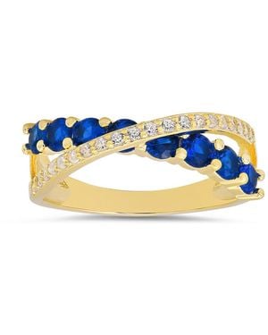 Kylie Harper 14K Over Sapphire Cz Crossover Ring - Blue