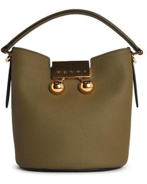 Marni Trunkaroo Leather Bag - Green