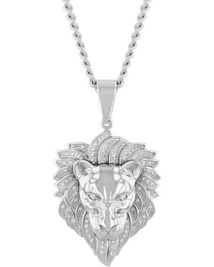 Robert Alton 1/3Ctw Diamond Stainless Steel Lion Pendant - Metallic