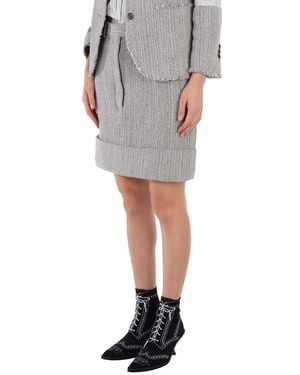 Thom Browne High-Waist Tweed Fray Mini Skirt - Grey