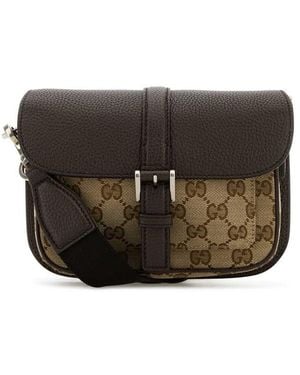 Gucci Leather Mini Gg Crossbody Bag - Black