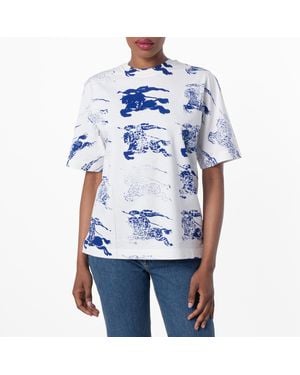 Burberry All Over Ekd Print T-Shirt - Blue