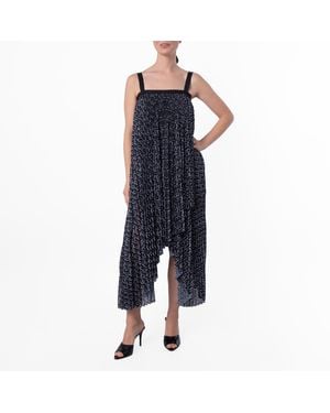 Burberry Pleated Chain Print Dress, Brand Size 8 Us - Blue