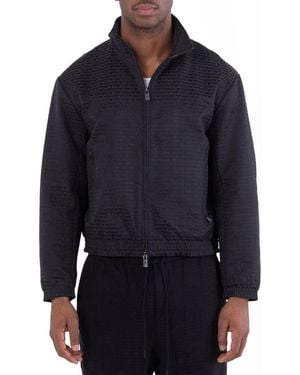 Emporio Armani All-Over Jacquard Logo Blouson, Brand Size 48 Us - Blue