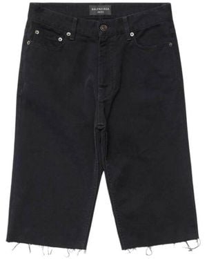 Balenciaga Distressed-Effect Denim Shorts - Black