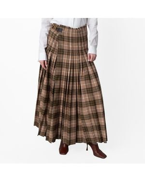 Burberry Check Wool-Blend Maxi Kilt - Brown