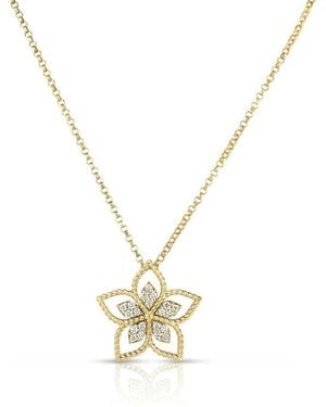 Roberto Coin 18K Vernazza Small Open Frame Diamond Flower Necklace 7773683Ay17X - Metallic
