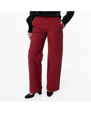 Burberry B Logo Embroidered Wide-Leg Cotton Trousers, Brand Size 10 Us