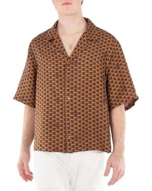 Bally Printed Silk Short-Sleeved Camp Shirt - Brown