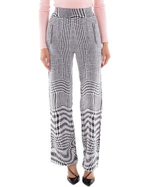 Burberry Warped Houndstooth Jacquard Wool-Blend Pants - Gray
