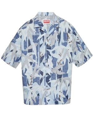 KENZO Chiku-Rin Camo Hawaiian Short Sleeved Shirt - Blue