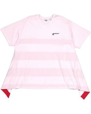 Burberry Pale Striped Cape Detail Cotton Oversized T-Shirt, Size Xx-Small (Youth - Pink