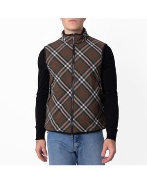 Burberry Check Print Padded Gilet - Brown
