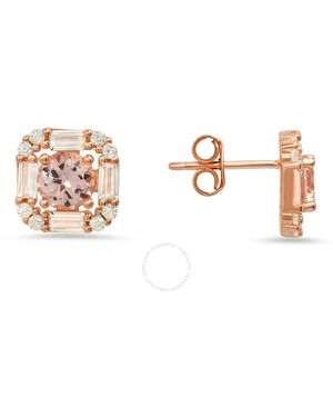 Kylie Harper 14k Rose Gold Over Silver Morganite Cz Halo Stud Earrings - Pink