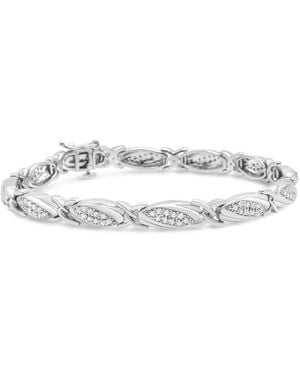 Haus of Brilliance 925 Sterling 1.00 Cttw Round Diamond X-Link Bracelet (I-J Colour, I2-I3 Clarity) - Metallic