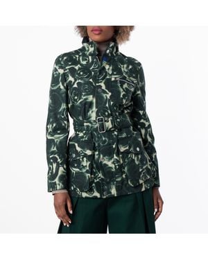 Burberry Rose Waxed Long Sleeve Cotton Jacket - Green