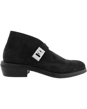 Ferragamo Suede Gancini Strap Ankle Boots - Black