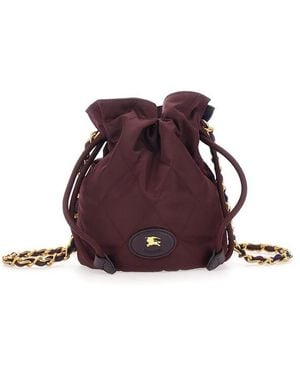 Burberry Bordeaux Handbag With Chain Shoulder Strap And Ekd Patch On The Front - Brown