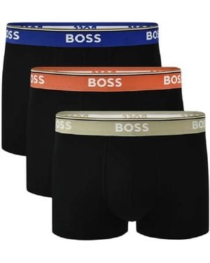 BOSS Regular Rise 3P Stretch Cotton Trunks - Black
