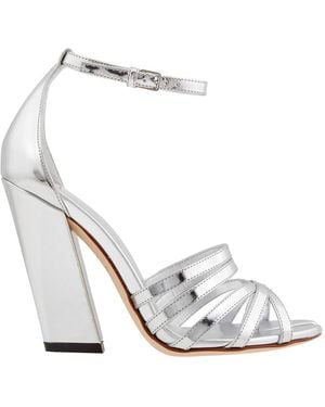 Burberry Split-Toe Detail Metallic Leather Hove Sandals, Brand Size 35 (Us 3 Kids) - White