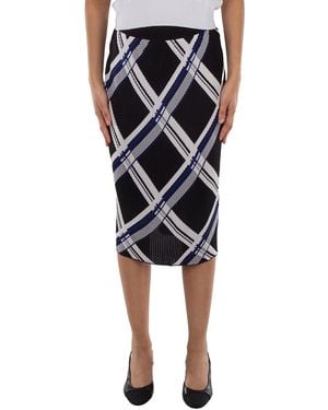 Burberry Checked Silk Skirt - Black