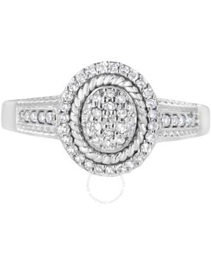 Haus of Brilliance 925 Sterling 1/3 Cttw Pave Set Round-Cut Diamond Braided Halo Cocktail Ring - Metallic
