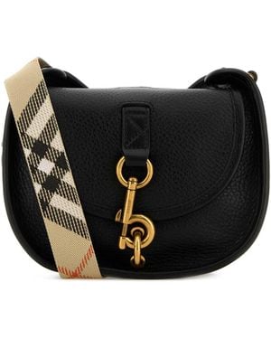Burberry Leather Mini Messenger B Clip Crossbody Bag - Black