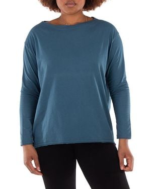 The Good Tee The Effortless V-Neck Long Sleeve Tee - Blue