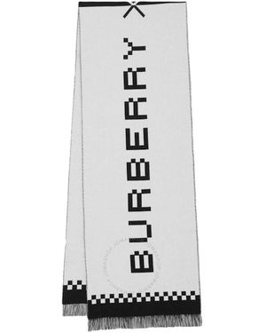 Burberry X Minecraft Logo Jacquard Wool Scarf - White