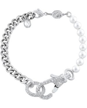 Swarovski Dextera Crystal Pearl Rhodium Plated Bracelet - Metallic