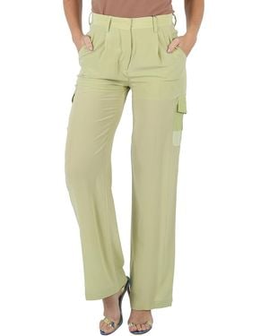 Burberry Ladies Mist Nell Mid-Rise Silk Crepe De Chine Cargo Trousers, Brand Size 4 (Us - Green
