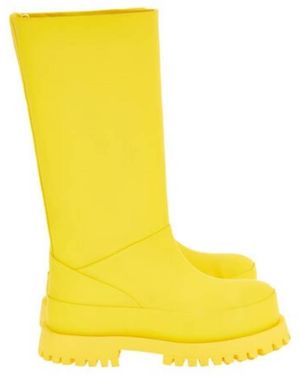 Ferragamo Fazio Leather Combat Boots - Yellow