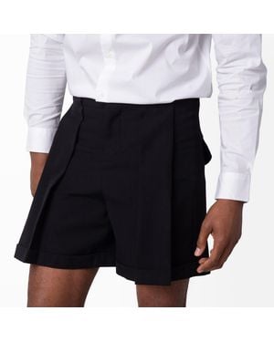 Balmain Pleated Grain De Poudre Bermuda Shorts, Brand Size 46 (Us - Black