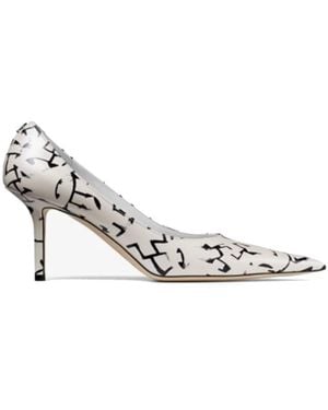 Jimmy Choo Eric Haze Artwork Printed Leather Court Shoes, Brand Size 35 Us - White